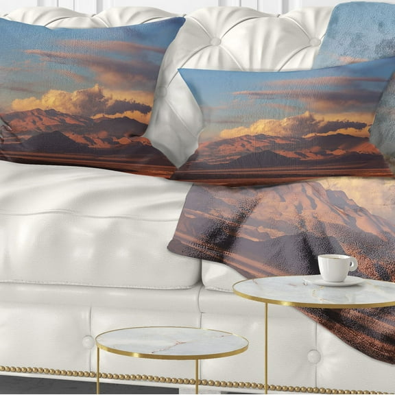 Designart Argentina Mountains with Clouds - African Landscape Printed Throw Pillow - 12x20