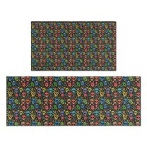 Colorful Skull Flower Pattern Kitchen Rugs Sets Of 2,Anti Fatigue Kitchen Mat Rugs Non Slip Washable,Decorative Kitchen Floor Mats for Kitchen,Sink,Laundry,17"x30" 17"x47"