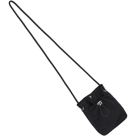 Yvsxxv Black Waterproof Nylon Small Drawstring Handbag Mini Crossbody Phone Bag 1Pc