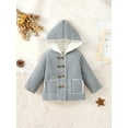 thumbnail image 2 of Bagilaanoe Baby Boy Girl Fleece Hooded Coats Toddler Long Sleeve Double Breasted Jackets 6M 9M 12M 18M 24M 3T Kids Fall Winter Warm Outwear, 2 of 9