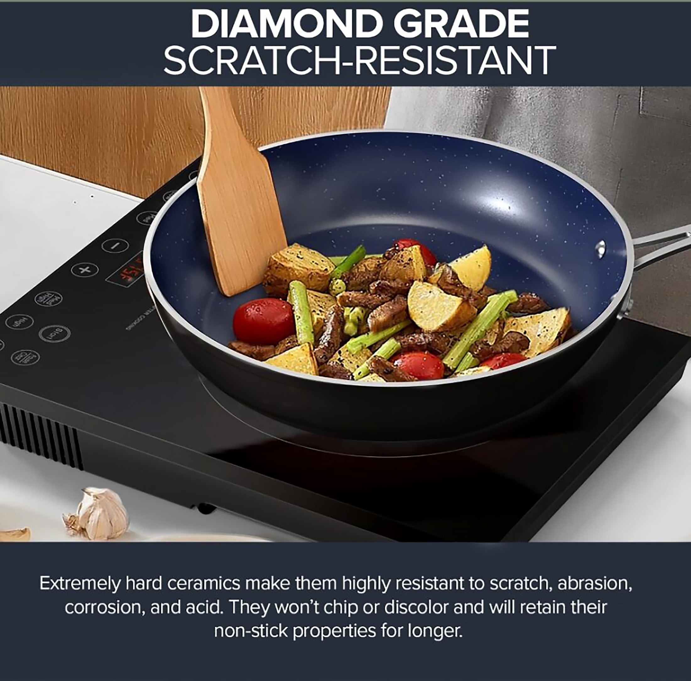 Nuwave Lux Pots and Pans Set Ultra Nonstick, Healthy G10 Duralon Ceramic Coating 13pc Forged Lightweight Cookware Set, Stay-Cool Handles, Works on All Cooktops & Oven, Black Coffee