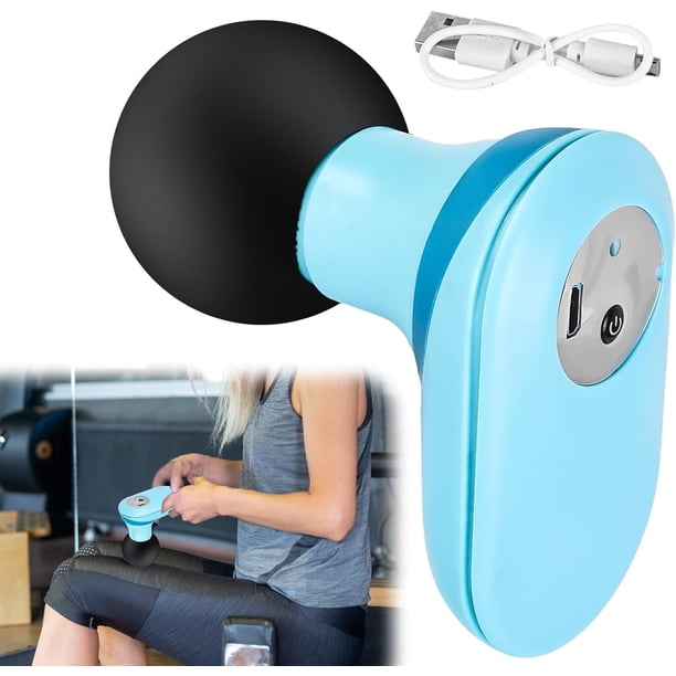 Pistola de masaje: Mini masajeador con 6 velocidades, eléctrico para cuello, manos, hombros y espalda (azul cielo)