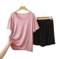 thumbnail image 4 of Ohufall Women Pajama Sets Polka Dol Short Sleeve Crew Neck Top Comfort Soft Summer Shorts Pajama Set, 4 of 4
