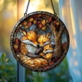 thumbnail image 4 of Fox Family ACRYLIC Suncatcher – Cozy Fall Window Hanging with Sleeping Foxes in Autumn Nest Faux Glass Nature Woodland Decor 4344160573, 4 of 4