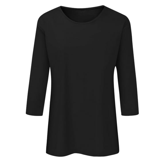 Crewneck Lightweight Polyester, Spandex, 3/4 Length Sleeve Tops (Women's) L