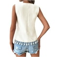 thumbnail image 4 of Royisotas Beige Women's Tank Tops Casual Summer Sleeveless Camisole Tops for Women Solid Color Embroidery Tassels V-Neck Cami Tops for Women, 4 of 4