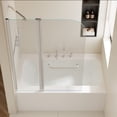 thumbnail image 3 of 43" W x 58" H Bathtub Shower Door with Auto-Return Rotation Shaft, 6mm Tempered Safety Glass, Brushed Nickel Aluminum Frame, Rounded Edges, Inside Outside Installation, 3 of 9