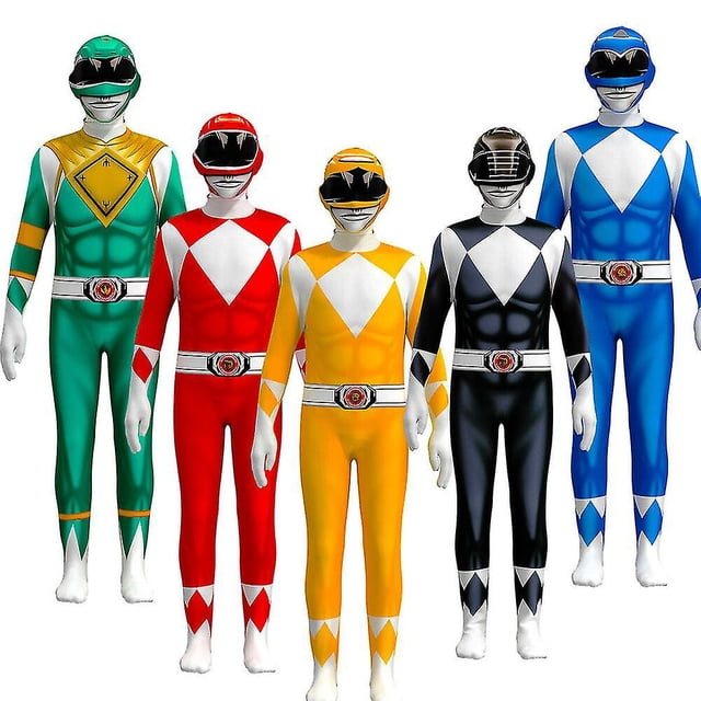 Verde Niños Adultos Power Rangers Mighty Morphin Cosplay Mono Party Fancy D130cm(7-8y) esquí esquí Gafas de esquí
