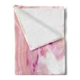 thumbnail image 2 of Marble Print Soft Flannel Fleece Throw Blanket, Watercolor Brushstroke Style Hazy Mixed Colors in Murky Display, Cozy Plush for Indoor and Outdoor Use, 50" x 70", Magenta Coral Cream, by Ambesonne, 2 of 5