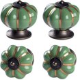 thumbnail image 1 of Paquete de 4 pomos de decoración naranja, tiradores de calabaza de cerámica de latón antiguo con tornillos para armario (verde) Sincero Electrónica, 1 of 6