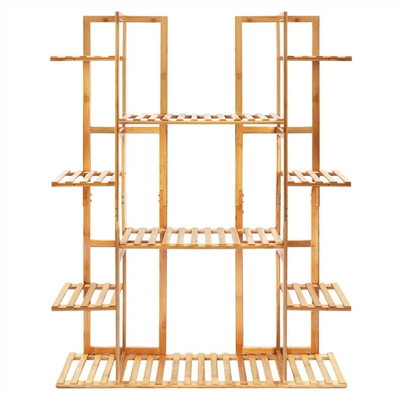 SSyao 9-tier Bamboo Plant Stand w/ potted Holder & Corner Rack Tall Display Shelf Unit