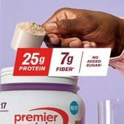 Premier Protein Powder Plus Fiber, 25g Protein, 7g Fiber, Chocolate, No Added Sugar, 17 Servings