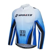 Sponeed Men's Long Sleeve Cycling Jersey Road Bike Shirt Fall Full Zipper Mountain Bike Gear Blue XXL