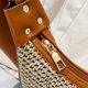 thumbnail image 3 of Bolso hobo de paja de verano con cremallera de embrague para mujer a la moda para regalo (marrón), 3 of 9