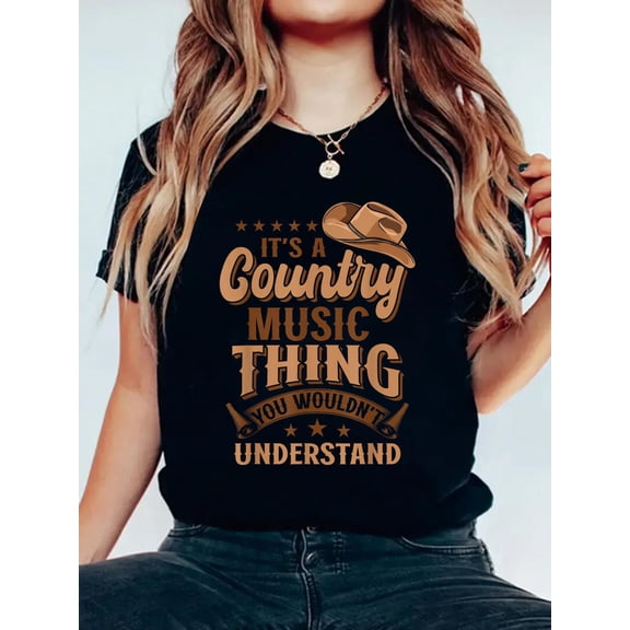 100% Cotton Country Music Concert Its A Country Music Thing T-Shirt Women's Men's Graphic Tee Casual Tops