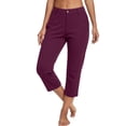 thumbnail image 6 of Inglocry Linen Capri Pants Women 2026 Spring Summer Casual Lightweight Petite Elastic Waist Straight Leg Capris with Pockets Wine M, 6 of 6