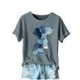 thumbnail image 2 of Qulqfy Womens Cartoon Shirts Dog Print Puppy Cute Shirts Graphic Gray Women's Short Sleeve Tops S, 2 of 4