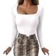 thumbnail image 1 of Body de Mujer con Cuello Cuadrado, Corta y Larga, Estilo Camisa, Top Ajustado L, 1 of 8