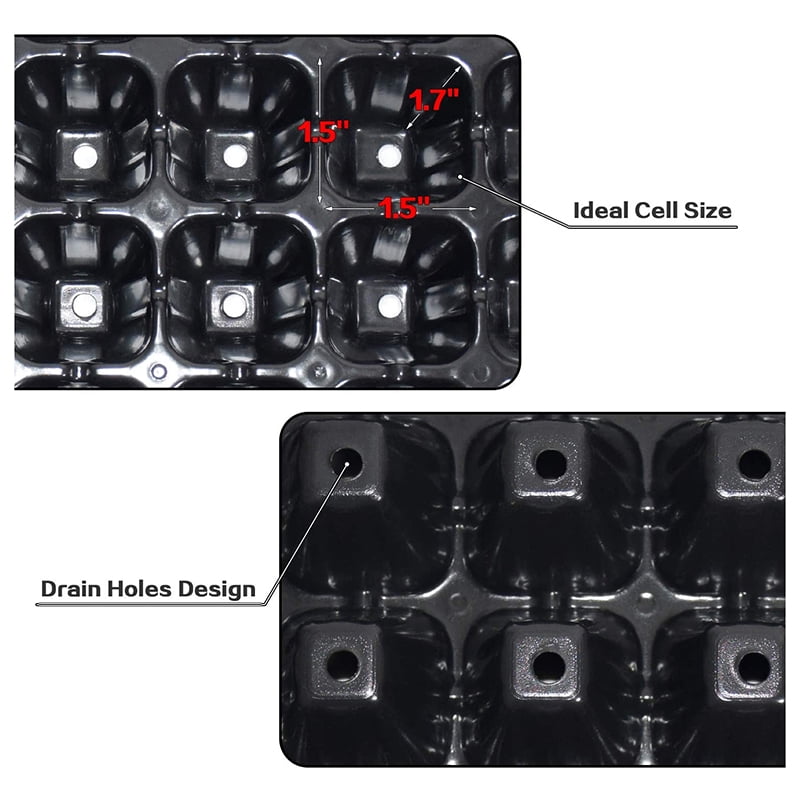 CHUNYAN 10 pieces Seed Starter Tray, 72 Cell Seedling Trays With Drain Holes, Reusable Seed Starter Kit, Mini Propagator Plant