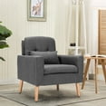 thumbnail image 4 of Costway Accent Chair Upholstered Linen Armchair Sofa Chair w/Waist Pillow Grey, 4 of 12