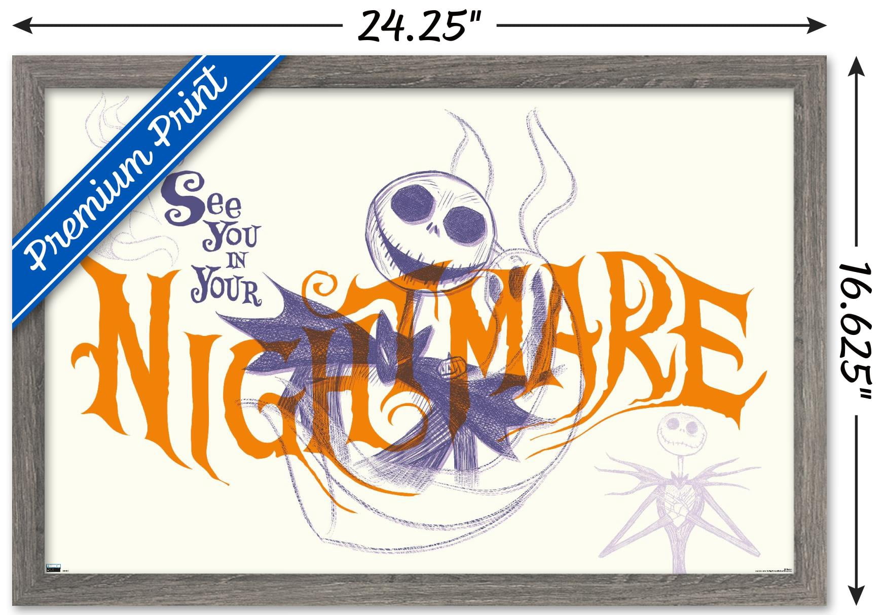 Disney Tim Burton's The Nightmare Before Christmas - See You In Your Nightmare Wall Poster, 14.725" x 22.375", Framed