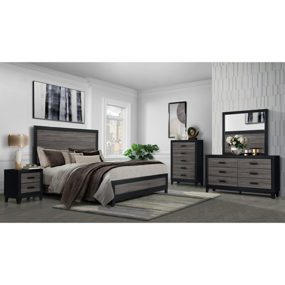 Miekor Furniture Soluto Grey And Black 5Pc King Bedroom Set 47503