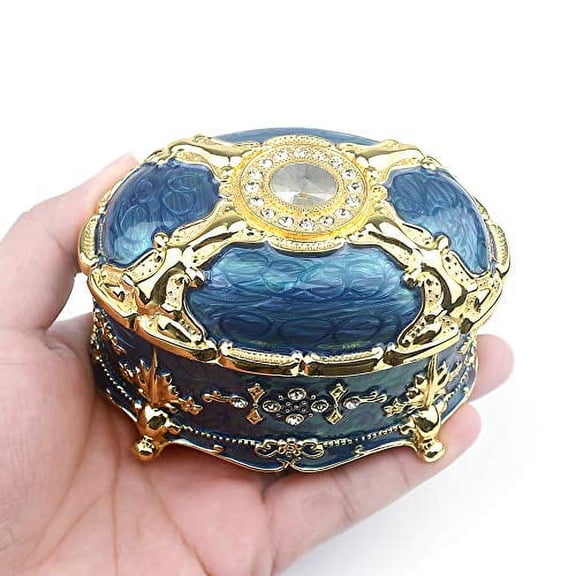 ROSIKING Emboss Alloy Metal Music Box Wind Up Movement Music Box for Friends on Christmas,Valentine's Day (Boutique Embossed Metal Music Box D, Tune;Merry Go Round of Life-Howl's Moving Castle)