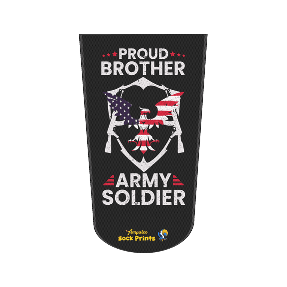 Amputee Sock " Proud Brother Army Soldier", 3PLY Residual Wound, Over Shrinker Sock