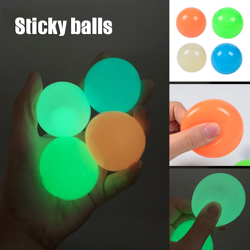 Details about   4Pc Fluorescent Sticky Wall Balls Sticky Ball Ceiling Relief Globbles Stress Toy 