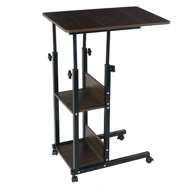 S-morebuy 3 Tier Portable End Table Coffee Table with Wheels, Height ... Portable Workstation On Wheels