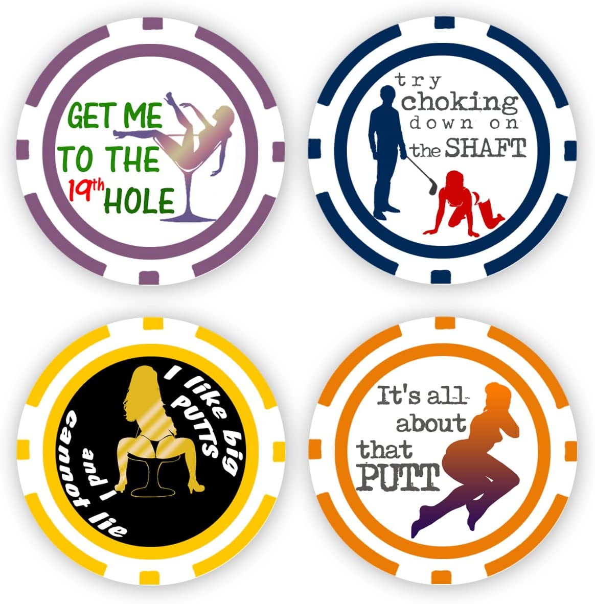 DA VINCI Golf Ball Marker Poker Chip Collection, 11.5 Gram Chips (4