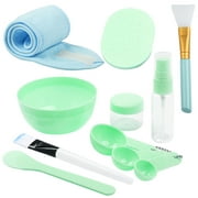 YuCool DIY Facemask Mixing Tool Set,DIY Facial Tool Mixing Bowl Silicone Brushes Stick Spatula Spray Bottle Adjustable Headband-Green