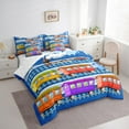 thumbnail image 3 of Feelyou Kid Cartoon Train Bedding Comforter Set 7pcs, Boys Construction Truck Queen Bedding Sets, Tractor Machinery Queen Sheet Sets, Microfiber Bedroom Decor, 3 of 7