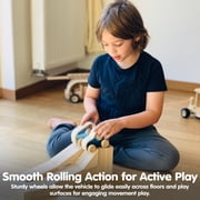 PlanToys® Vroom Truck Wooden Push Toy for Toddlers | Eco-Friendly Toddler Push Car for Indoor Play | Montessori Fine Motor Learning Toys for Kids