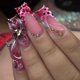 thumbnail image 1 of Uñas postizas francesas de gel suave, cuadradas medianas, con diamantes de imitación florales 3D, 24 unidades., 1 of 5