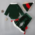 thumbnail image 4 of Zwiiyzr 2025 1-5T Toddler Baby Boy'S And Girl'S Winter Christmas Outfits Long Sleeve Shirt +Bell Bottoms + Hat Three-Piece Wear Green, 4 of 9
