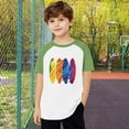 thumbnail image 4 of TEAJOPSUU 3-15 Years Boys Girls Tshirt Casual Raglan Tees Crew Neck Tunic Top Summer Soft Cute Rainbow Stripes Short Sleeve Blouse B-Green, 4 of 4