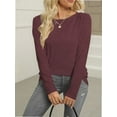 thumbnail image 5 of Women Long Sleeve Crew Neck Slim Fit Stretchy Layer T Shirts Tops, 5 of 6