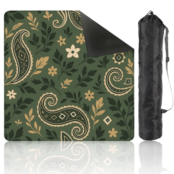Mahjong Mat 31.5" x 31.5" flower paisley Green Anti-Slip and Noise Reduction Symmetry Design Mahjong Tiles Table Cover for Dominoes Poker Card Board and Tile Games