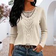 thumbnail image 2 of CAIXIA Long Sleeve Shirts for Women Boho Tops Trendy Blouses Dressy Casual Lace Tops Fall Outfits Fashion Winter Clothing Tunic Tops Loose Fit Business Casual Outfits, 2 of 6
