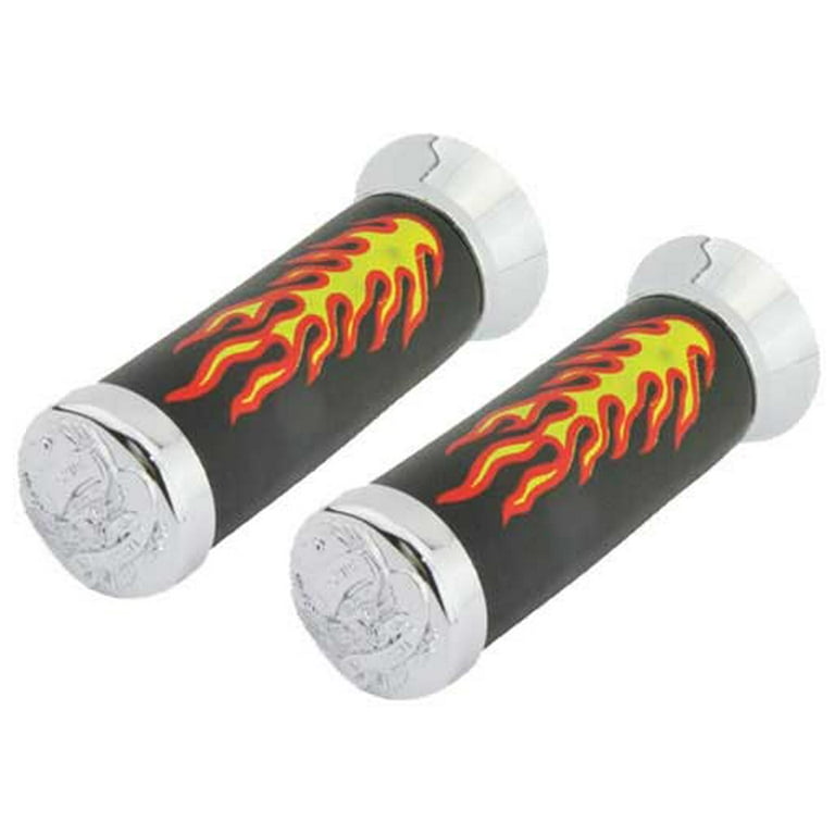 Grips W Flames Black Chrome Eagle. Bike grips bicycle grips lowrider grips beach cruiser grips mountain bike grips Walmart
