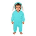 thumbnail image 3 of UACY Baby Cute Bunny Ear Onesie Jumpsuit Fuzzy Warm Fleece Sherpa Bed Romper Animal Zip up Furry Warm Fall Winter Outfit (Sky Blue, 3-6 Months), 3 of 5