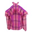 thumbnail image 2 of INC International Concepts Womens Ruffled Plaid Cold-Shoulder Top Groovy Plaid L, 2 of 2