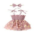 thumbnail image 1 of Combinaison en Tulle Imprimé Fleurs avec Bandeau Bowknot pour Bébé Filles 2 PCS Romper Set, 1 of 7
