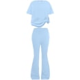 thumbnail image 2 of Girls 2 Piece Floral Outfits Ruffle Trim Long Sleeve Blouse & Elastic Waist Wide Leg Pants Casual Fall Clothes for Kids Blue Size 9-10 Years, 2 of 4