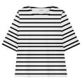 thumbnail image 4 of WRKEKC Girls Summer Outfits, Casual Outfits for Girls, Children's Trendy Casual Striped Print Eastic Loose Short Sleeve T-Shirt and Shorts Breathable Athletic Outfit, 4 of 8