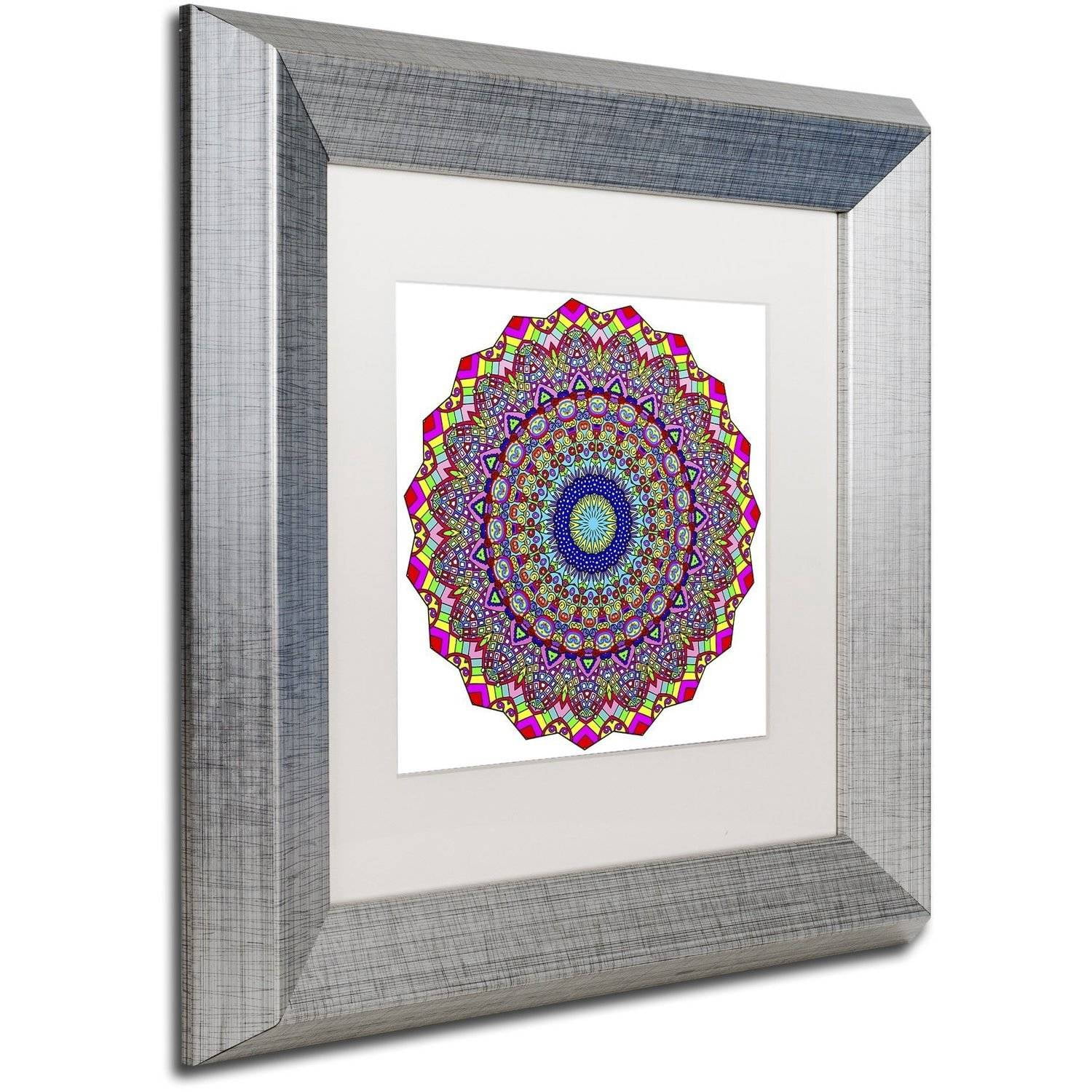 Trademark Fine Art "Kisses Mandala in Red" Canvas Art by Kathy G. Ahrens, White Matte, Silver Frame