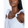 thumbnail image 4 of Joyspun Women's Seersucker Sleep Cami and Shorts Set with Ruffle, 2-Piece, Sizes XS-3X, 4 of 6