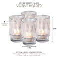 thumbnail image 6 of Serene Spaces Living Clear Ribbed Glass Votive Holder, Wedding, Christmas, Pack of 32, 6 of 6