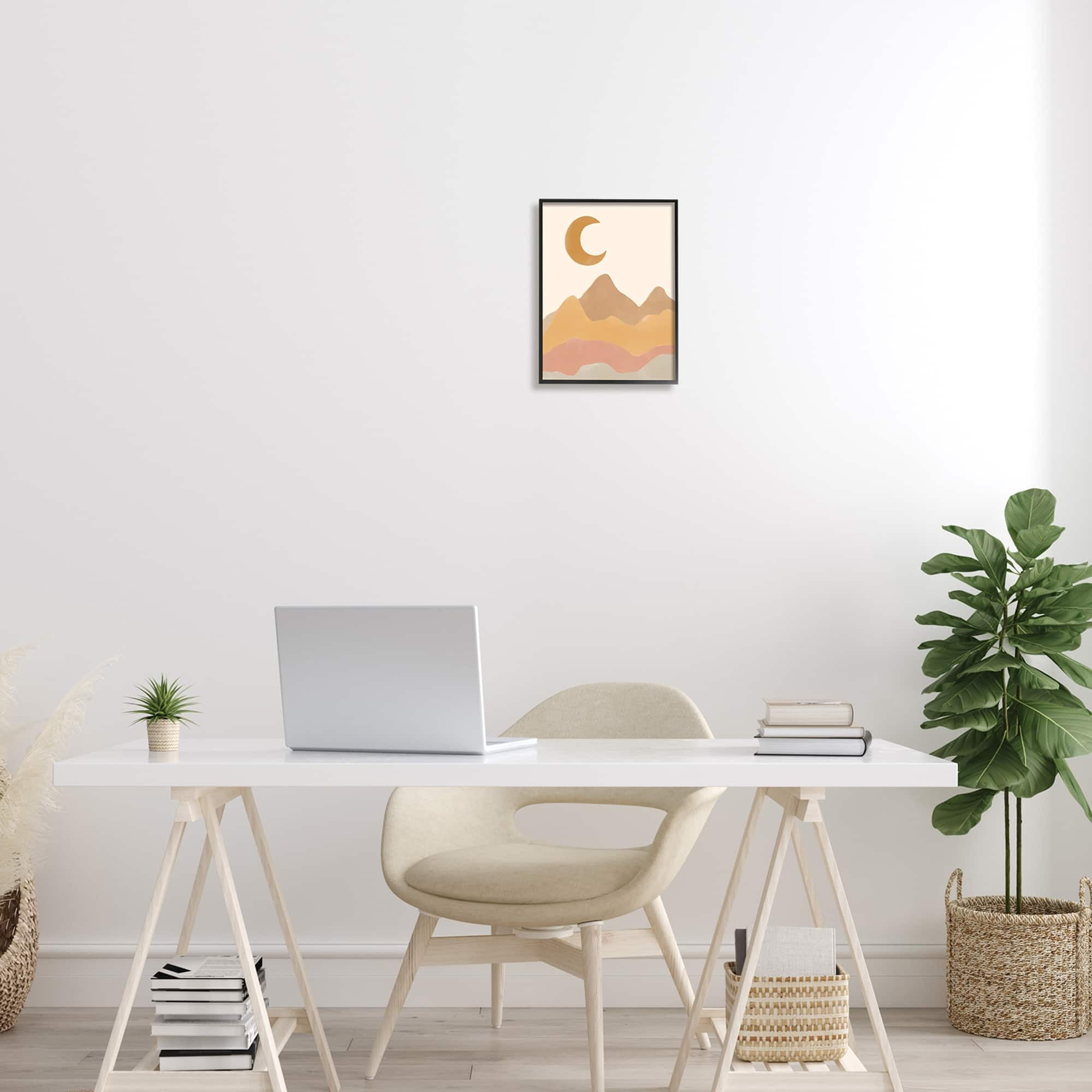 Stupell Industries Quiet Grainy Sahara Terrains Crescent Moon Sky,16 x 20, Design by Taylor Shannon Designs